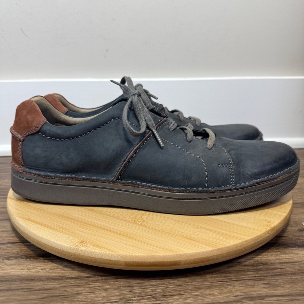 Clarks Collection Leather Sneakers Mens 13 Navy Blue Lace Up Casual Comfort Dad